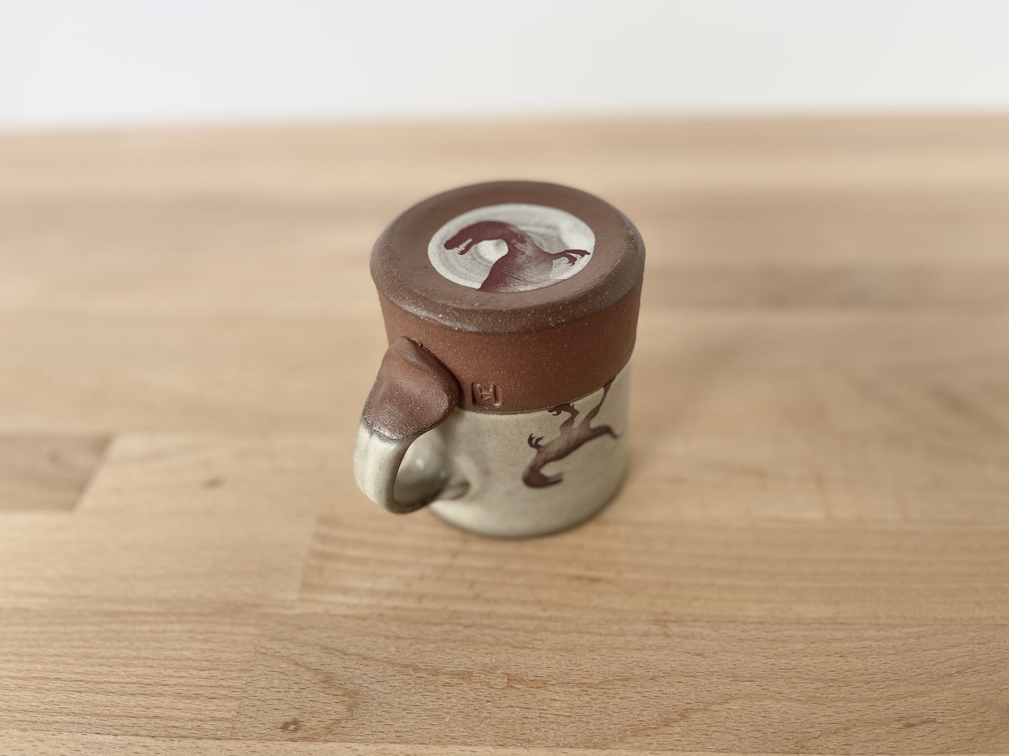 Velociraptor Americano Mug - warm grey matte