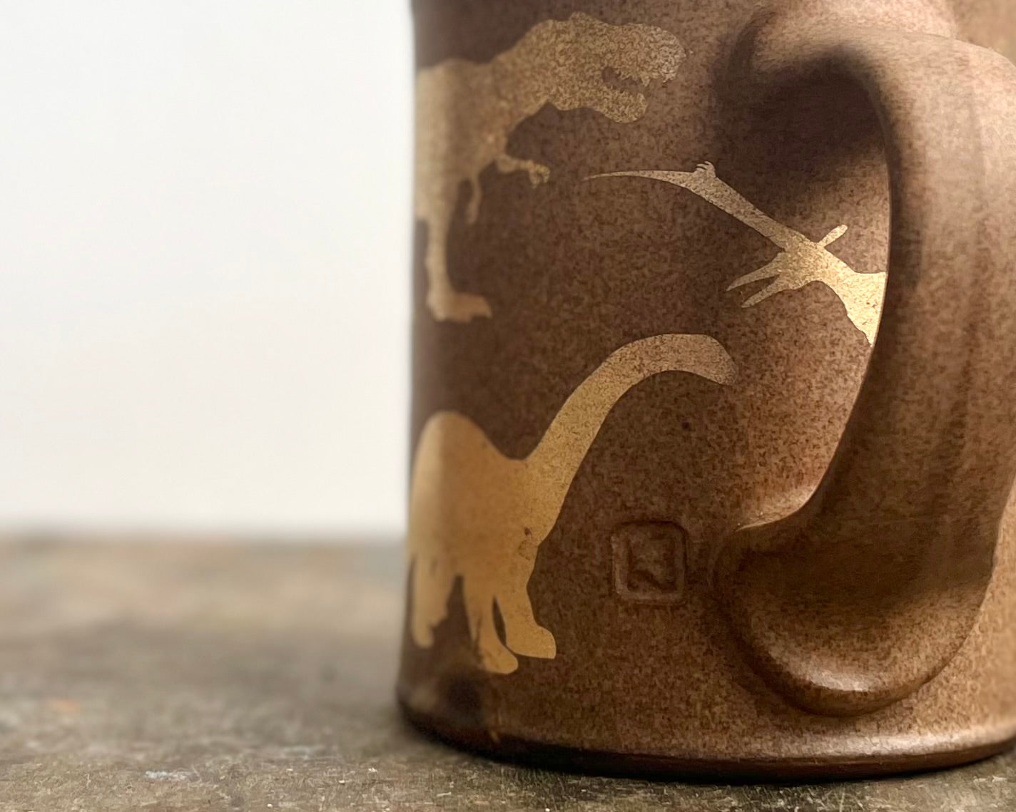 Gold Dinosaur Mug - Matte Brown