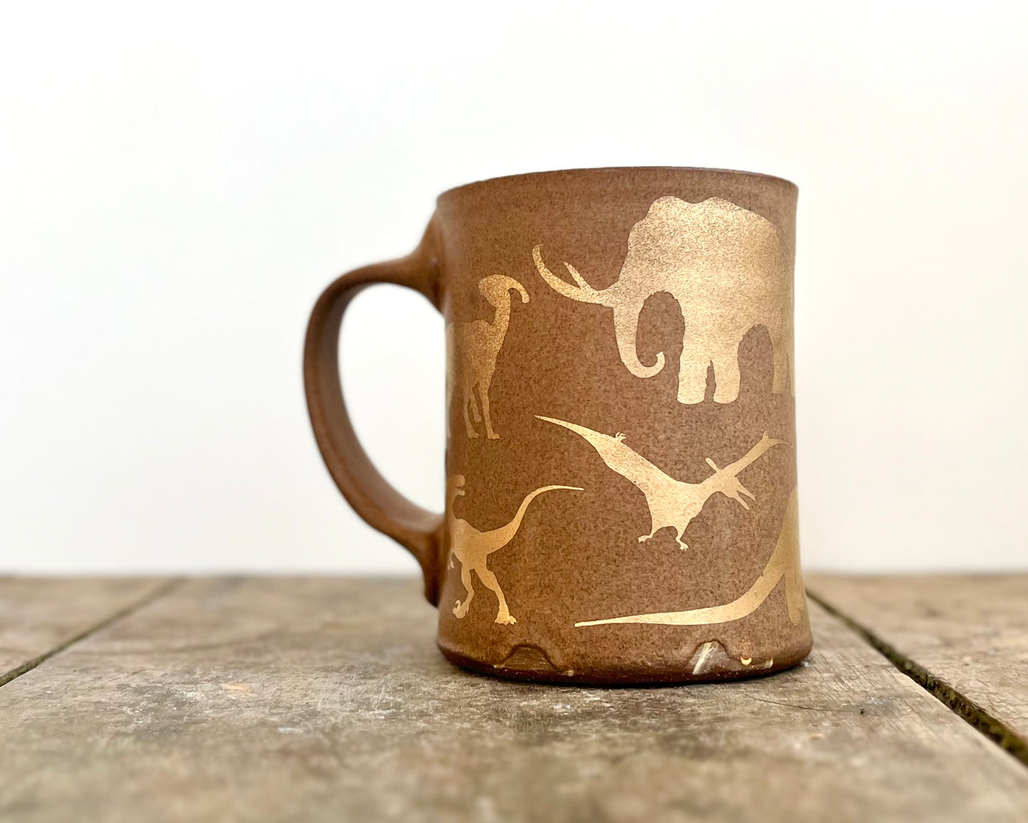 Gold Dinosaur Mug - Matte Brown