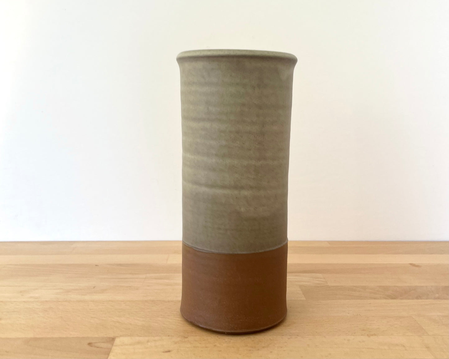 Cylindrical Vase with brachiosaurus- warm grey matte