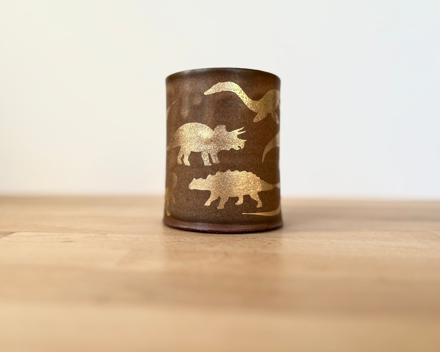Gold Dinosaur Mug - Matte Brown