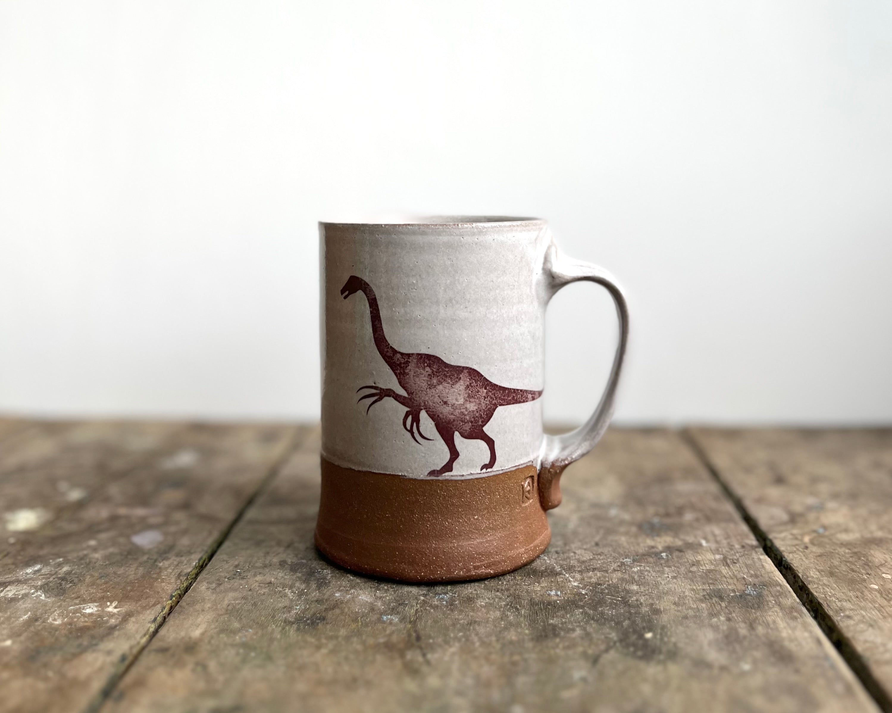 Therinzosaurus Mug - white – Keith Hershberger Ceramics
