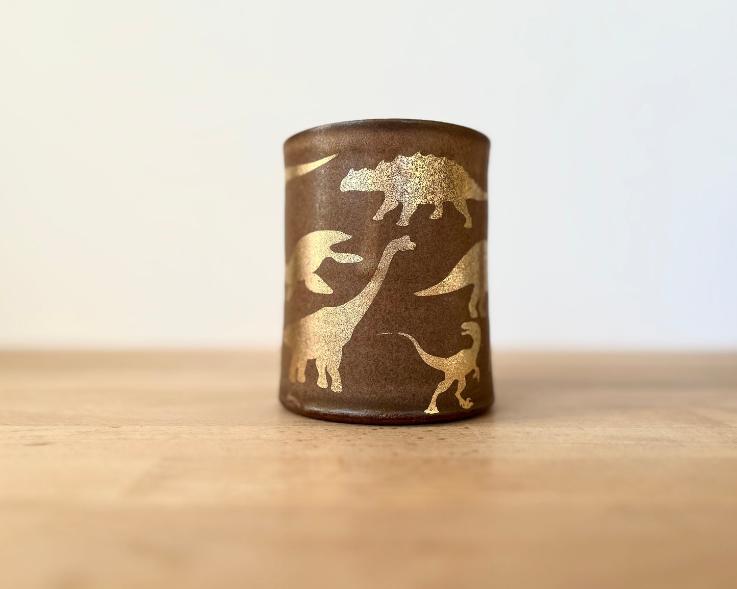 Gold Dinosaur Mug - Matte Brown