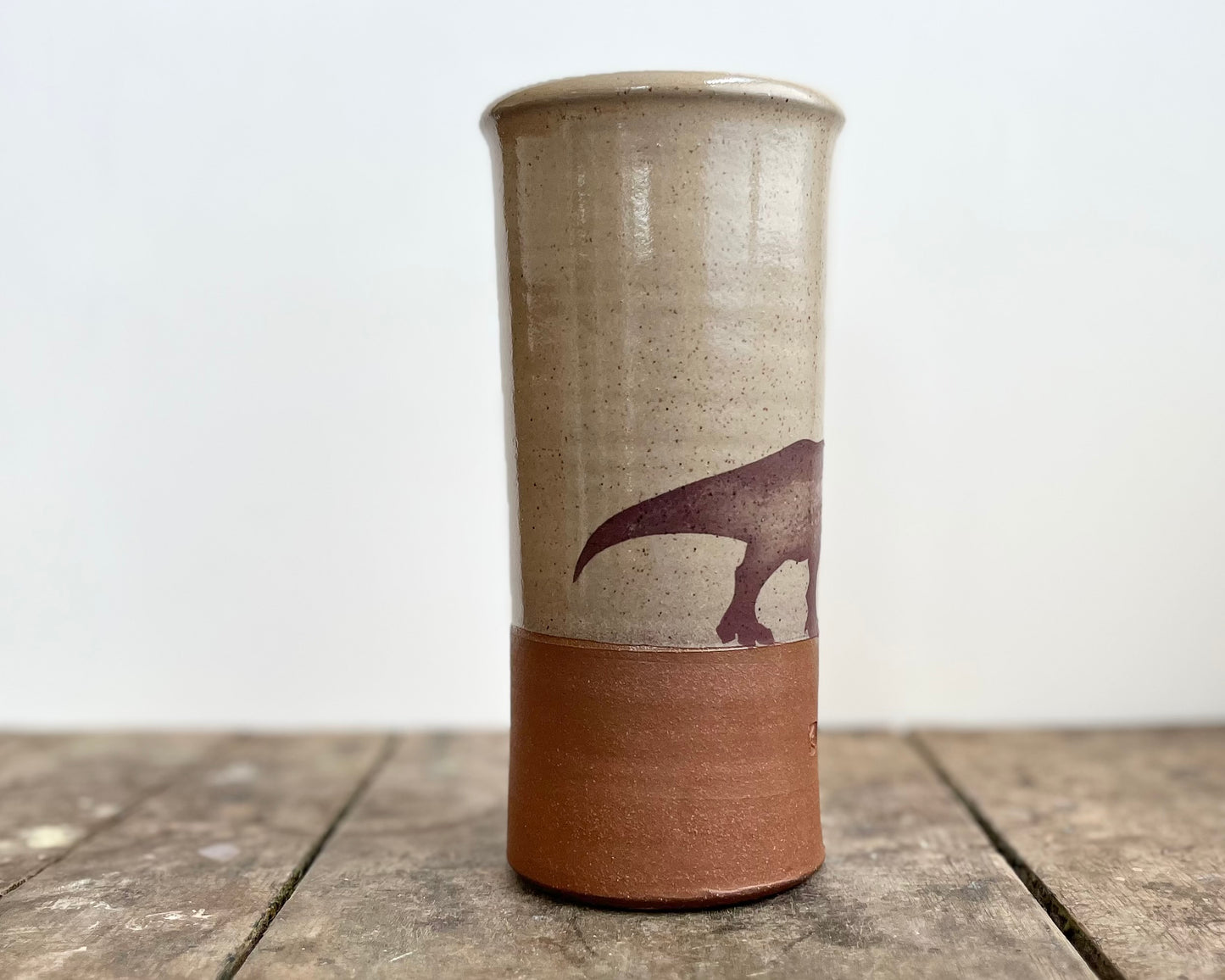 Cylindrical Vase with T-Rex- yellow