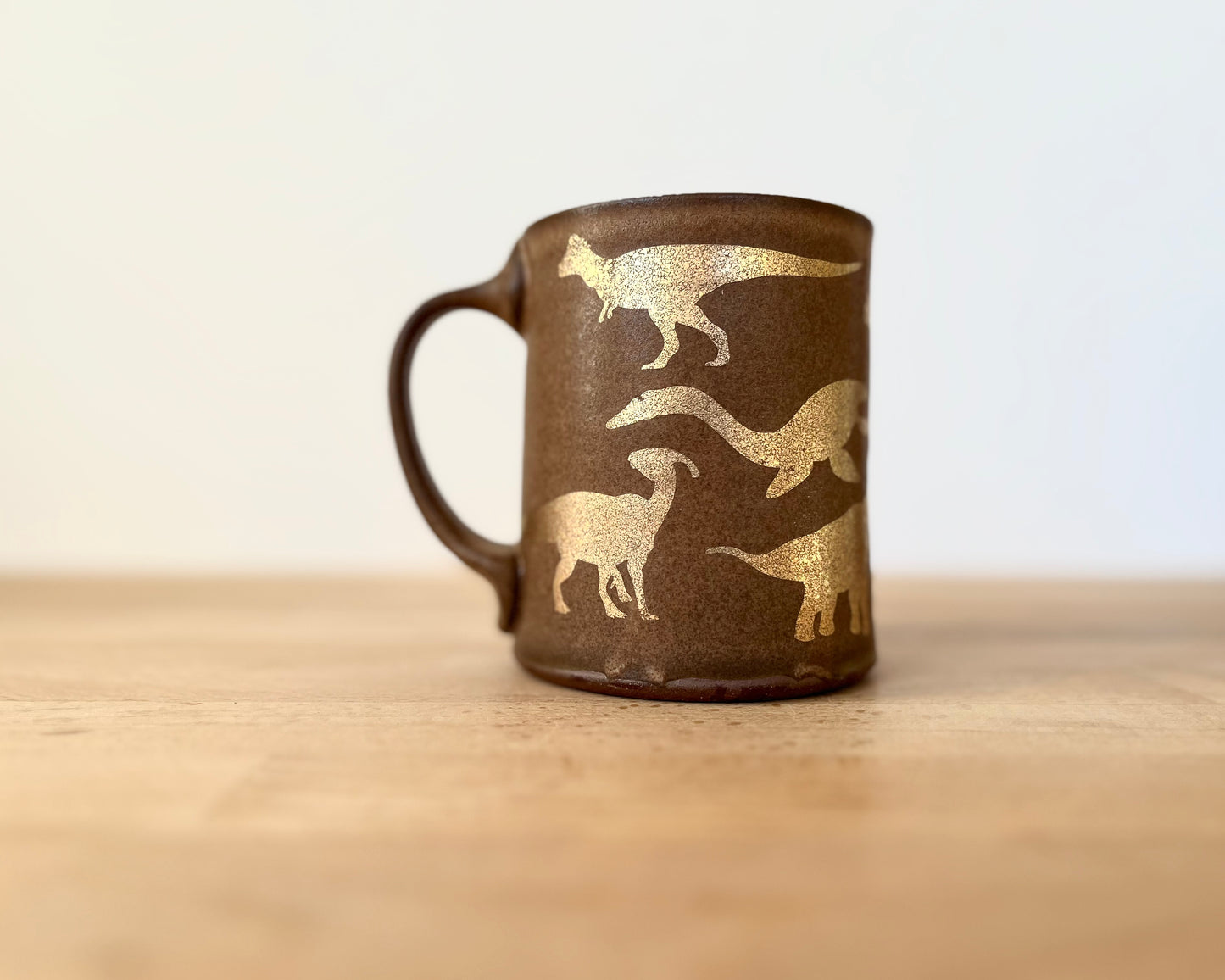 Gold Dinosaur Mug - Matte Brown