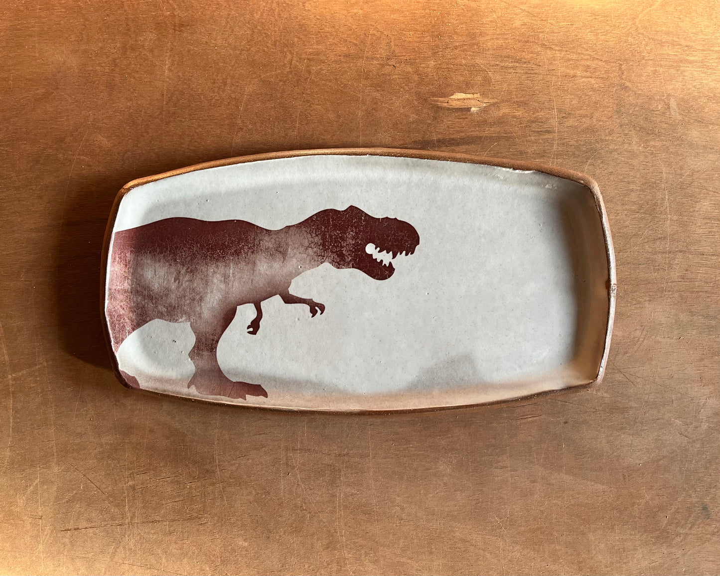 T-Rex Large Rectangle Plate - white
