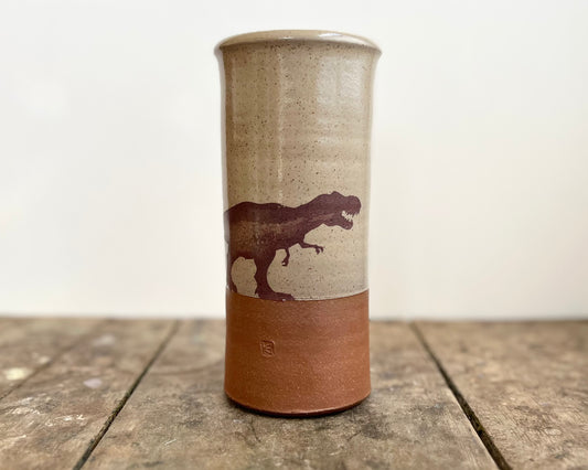 Cylindrical Vase with T-Rex- yellow