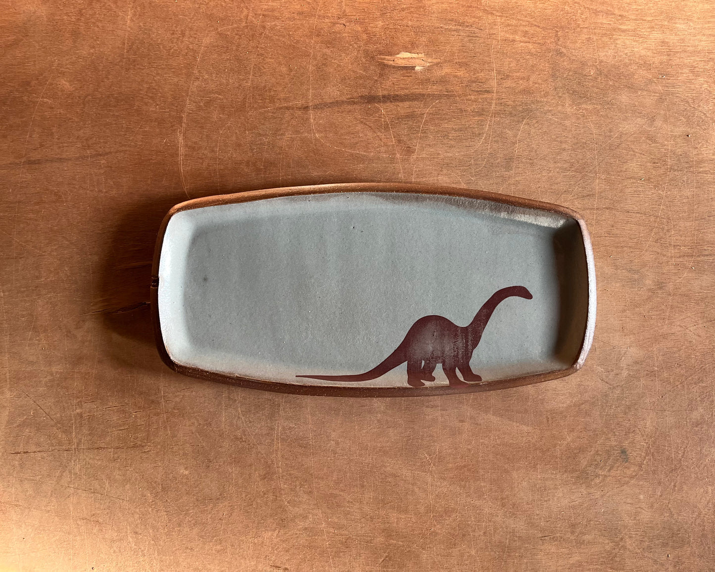 Diplodocus medium Rectangle Plate - blue