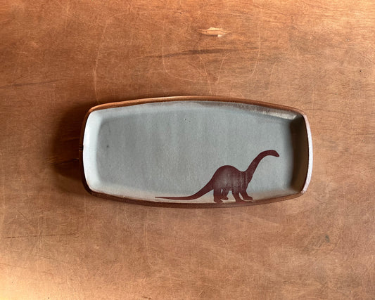 Diplodocus medium Rectangle Plate - blue
