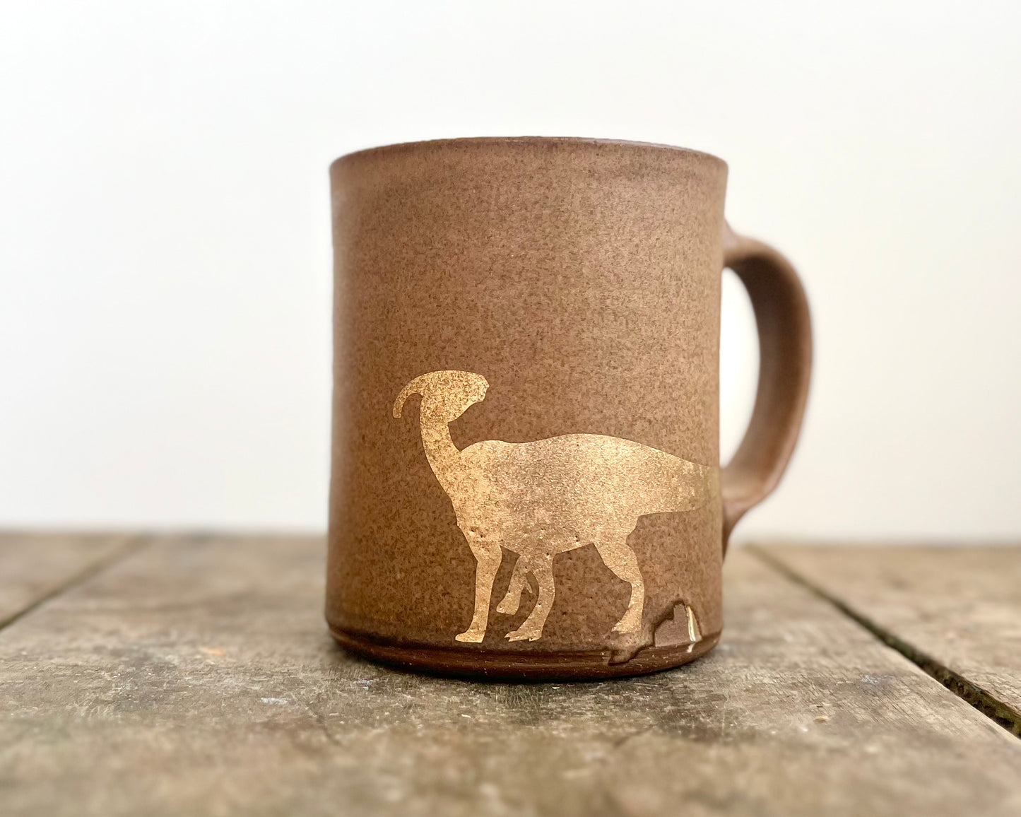 Gold Parasaurolophus Mug - Matte Brown