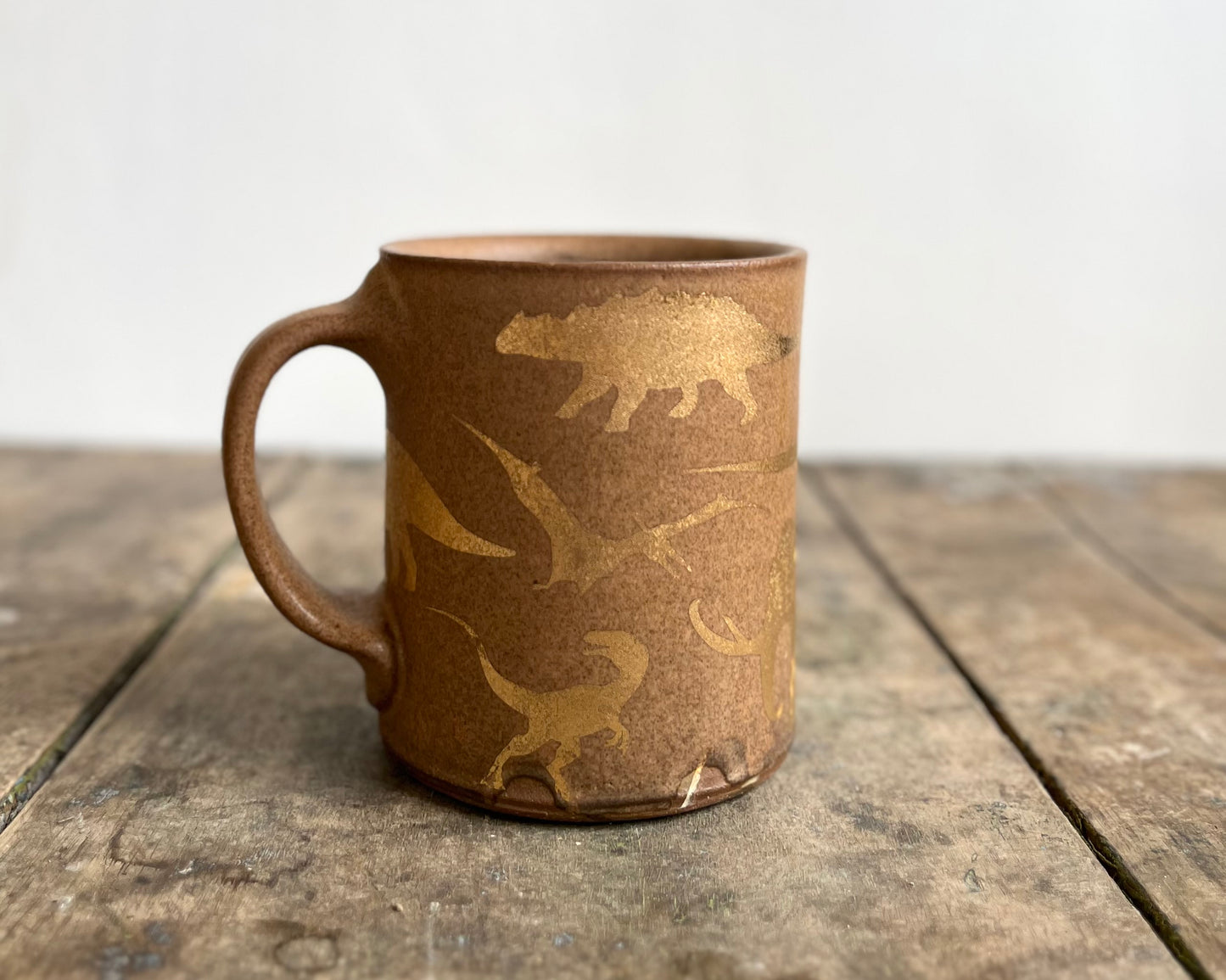 Gold Dinosaur Mug - Matte Brown