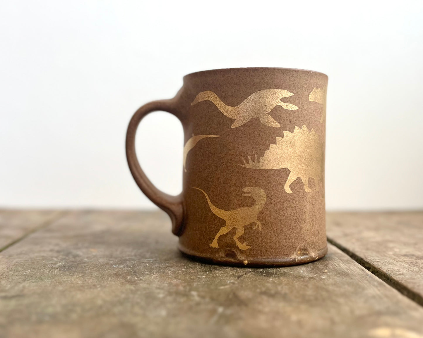 Gold Dinosaur Mug - Matte Brown