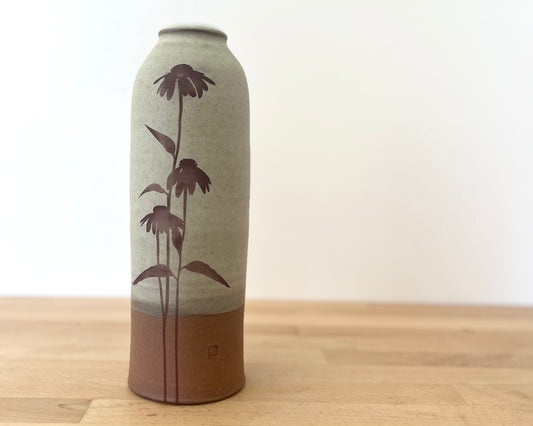 Coneflower Vase, Large - warm grey matte