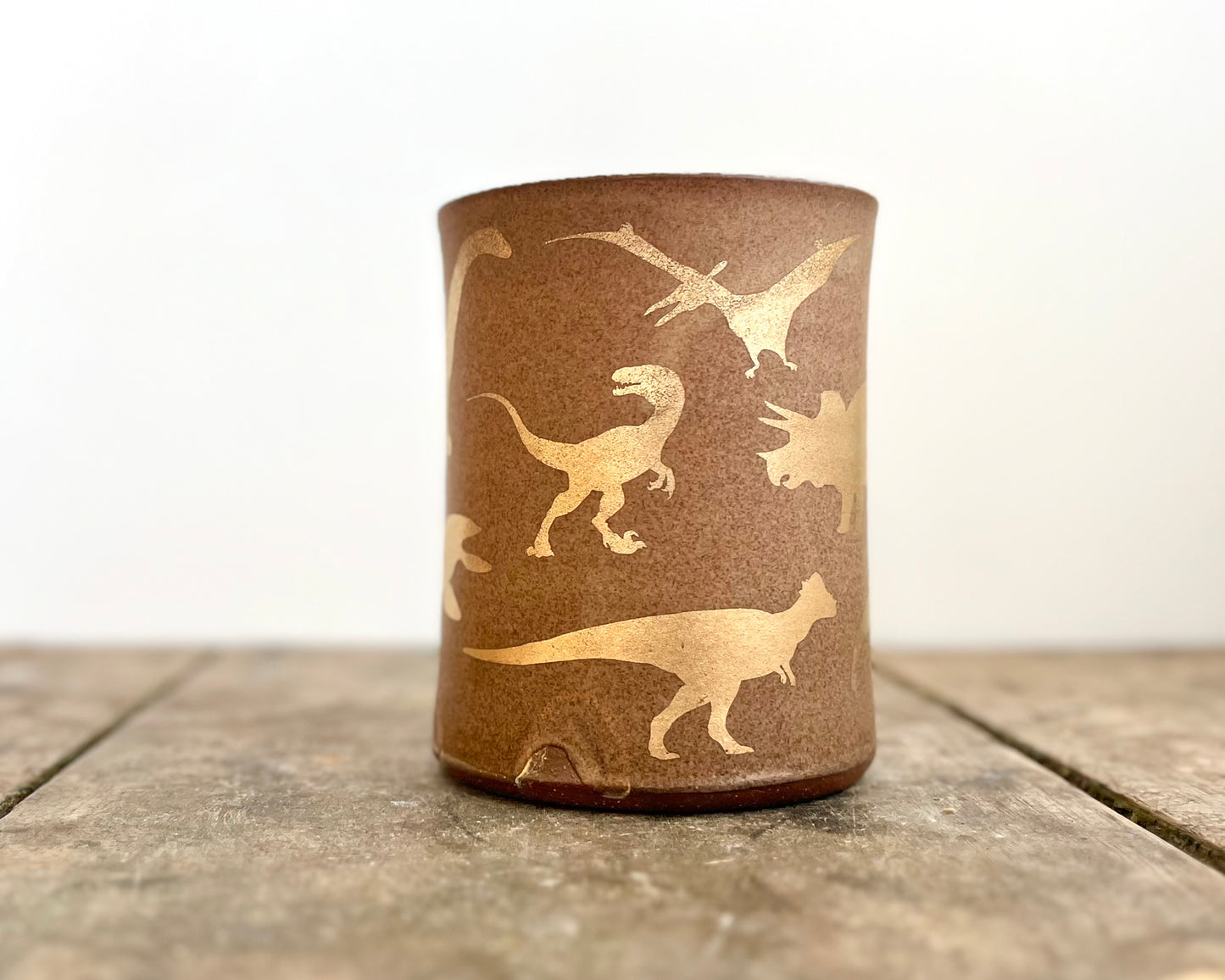 Gold Dinosaur Mug - Matte Brown