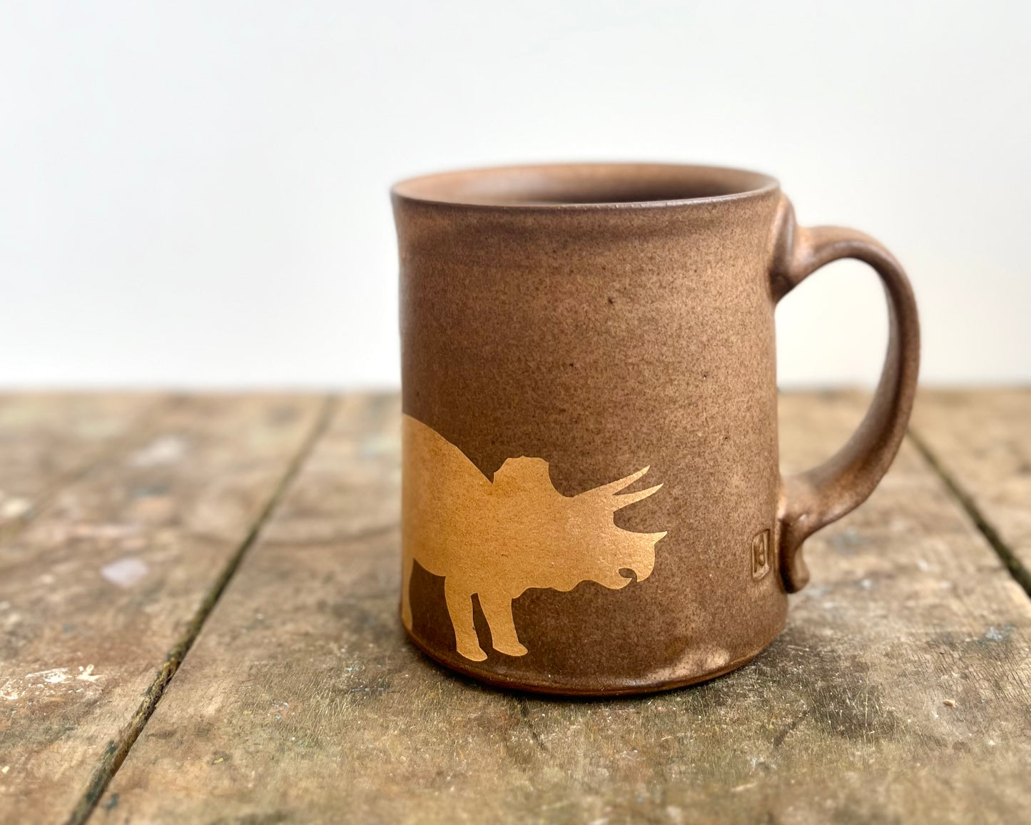 Gold Triceratops Mug - Matte Brown