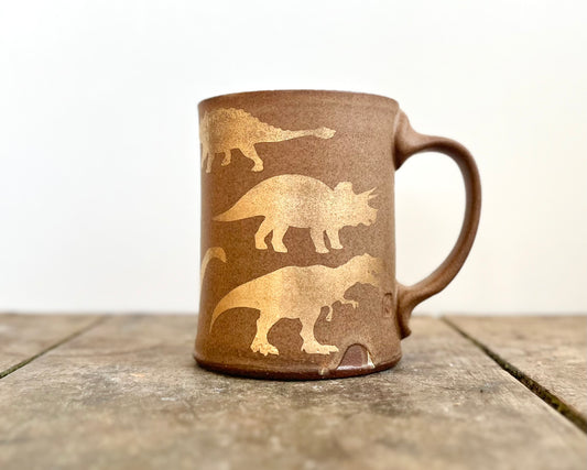 Gold Dinosaur Mug - Matte Brown