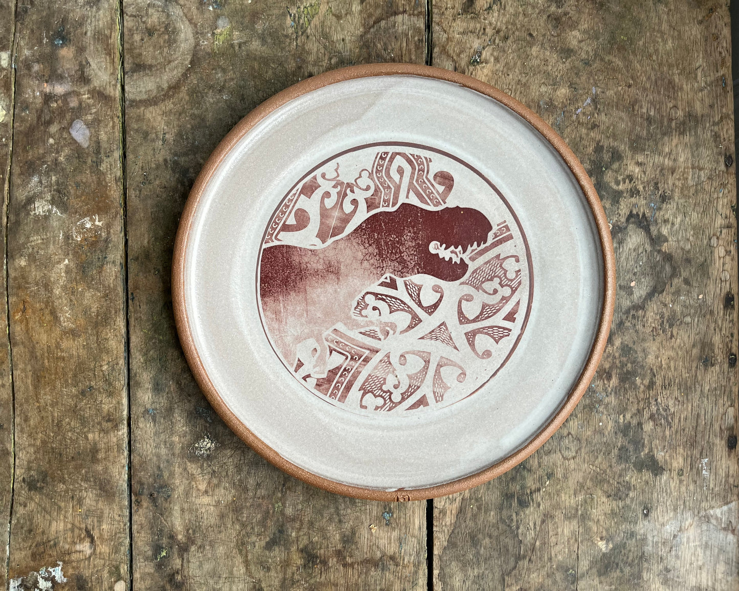 T-Rex Dinner Plate - white