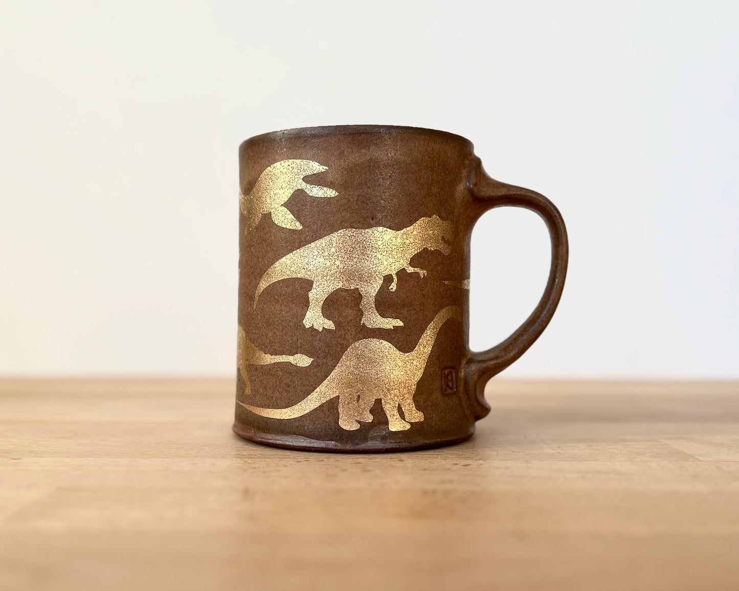 Gold Dinosaur Mug - Matte Brown