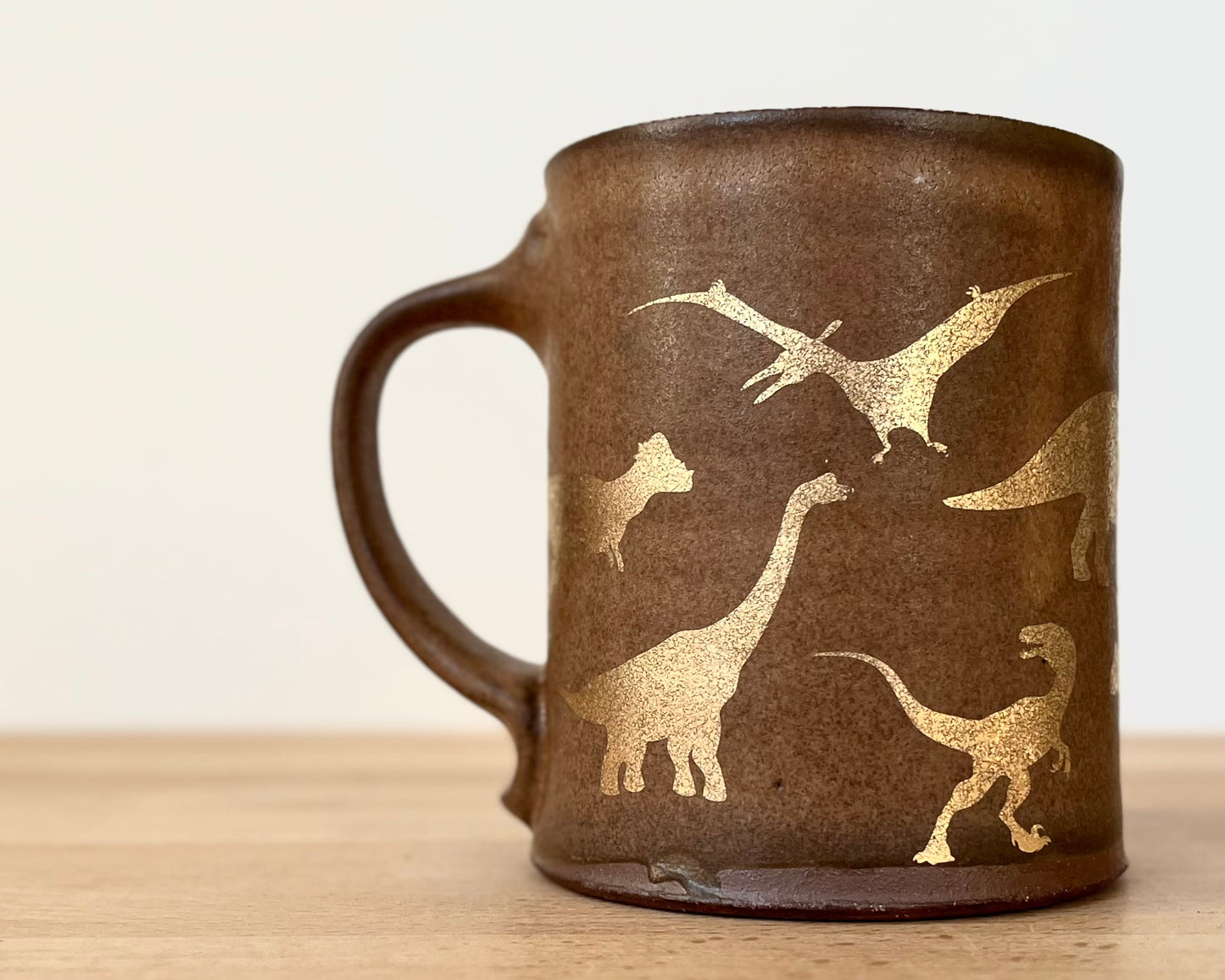 Gold Dinosaur Mug - Matte Brown