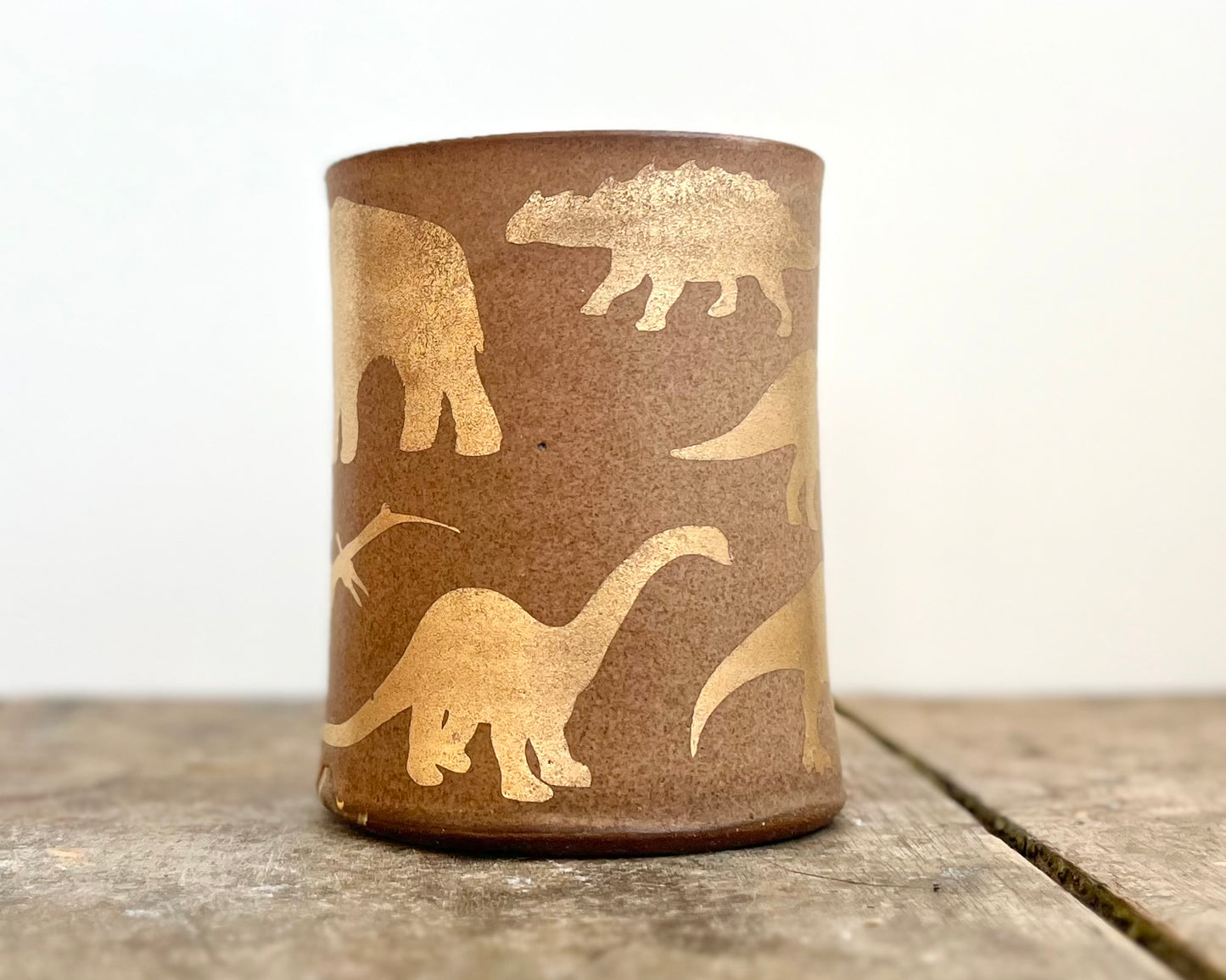 Gold Dinosaur Mug - Matte Brown