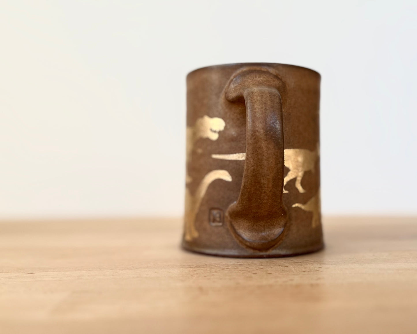 Gold Dinosaur Mug - Matte Brown