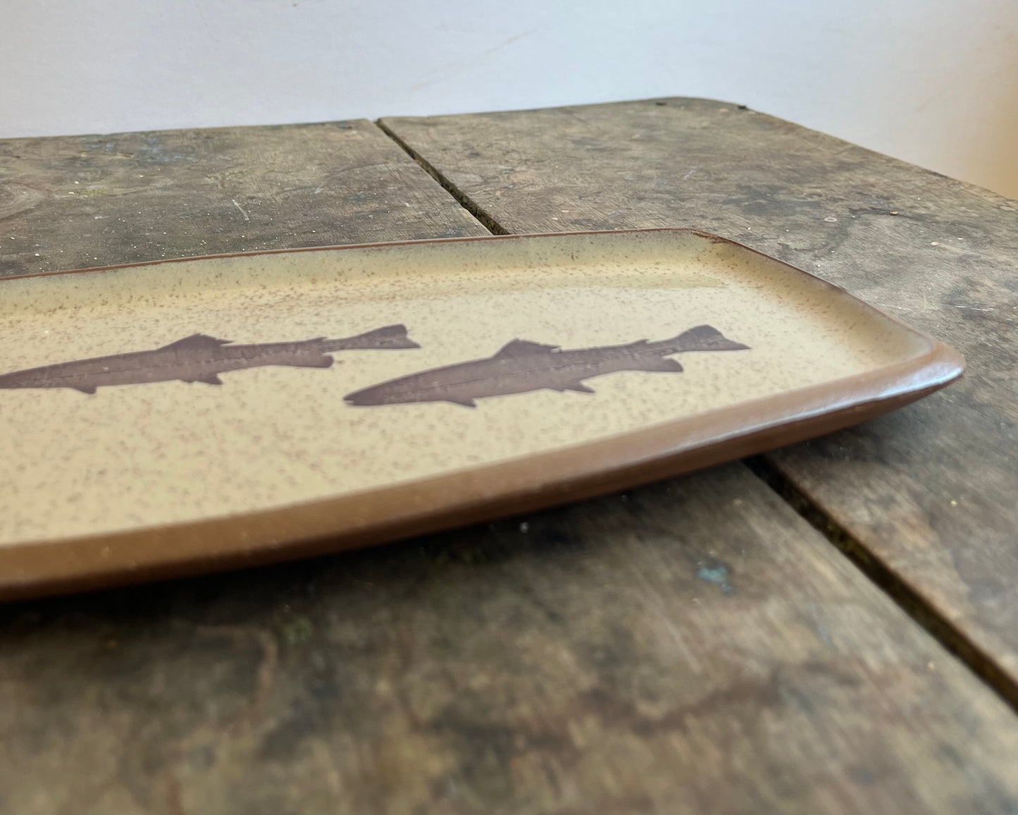 Trout medium Rectangle Plate - yellow