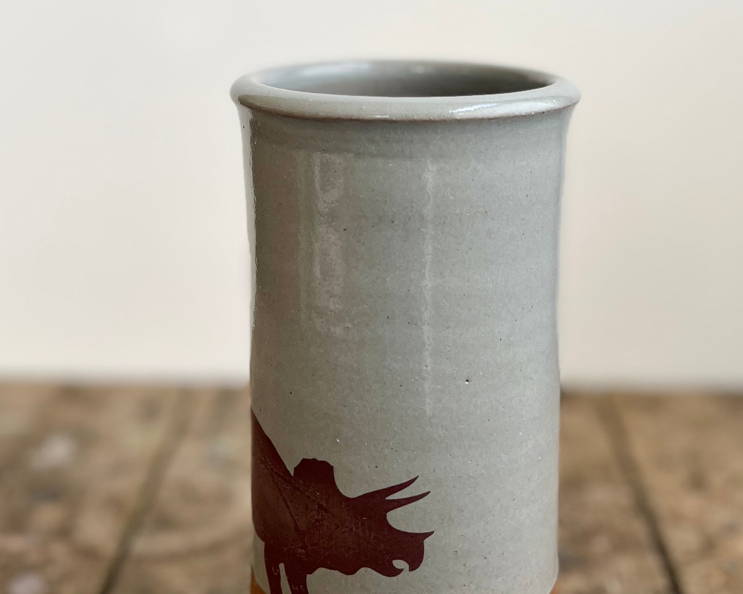 Cylindrical Vase with Triceratops- blue