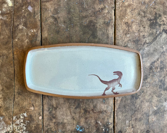 Velociraptor medium Rectangle Plate - blue