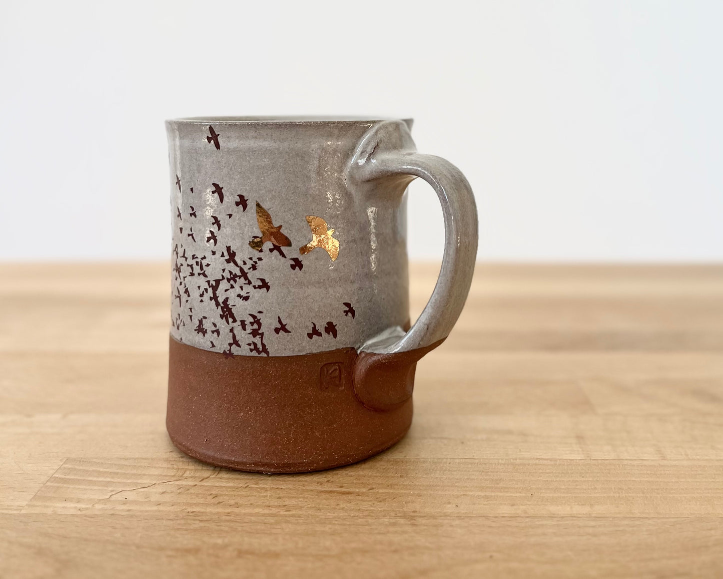 Flock of Birds Mug with two gold birds