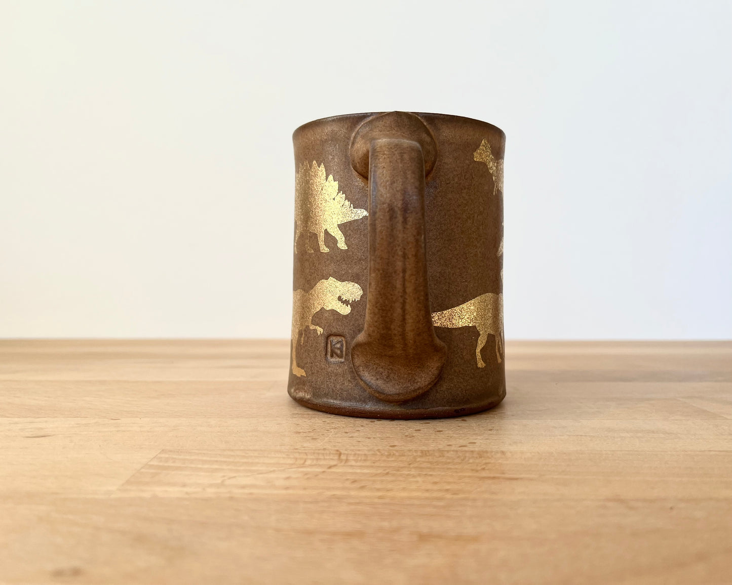 Gold Dinosaur Mug - Matte Brown