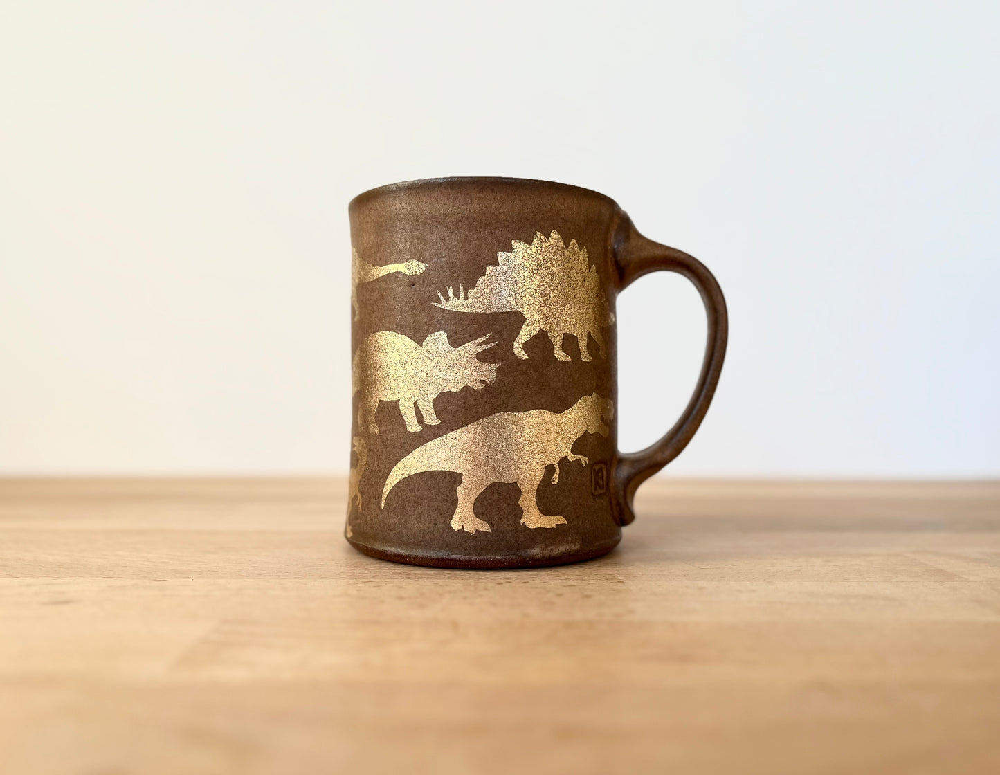 Gold Dinosaur Mug - Matte Brown