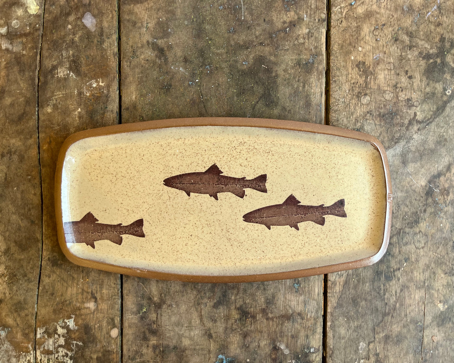 Trout medium Rectangle Plate - yellow