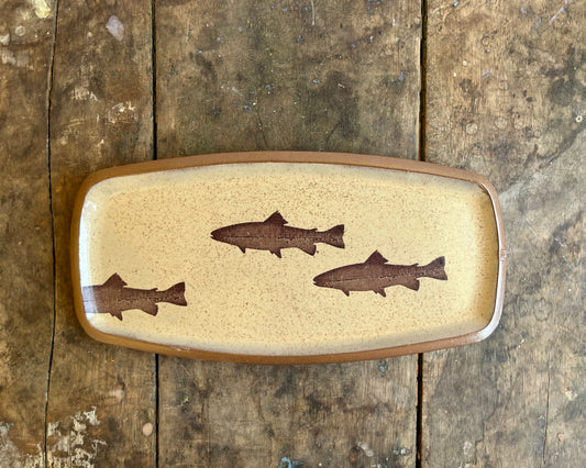 Trout medium Rectangle Plate - yellow