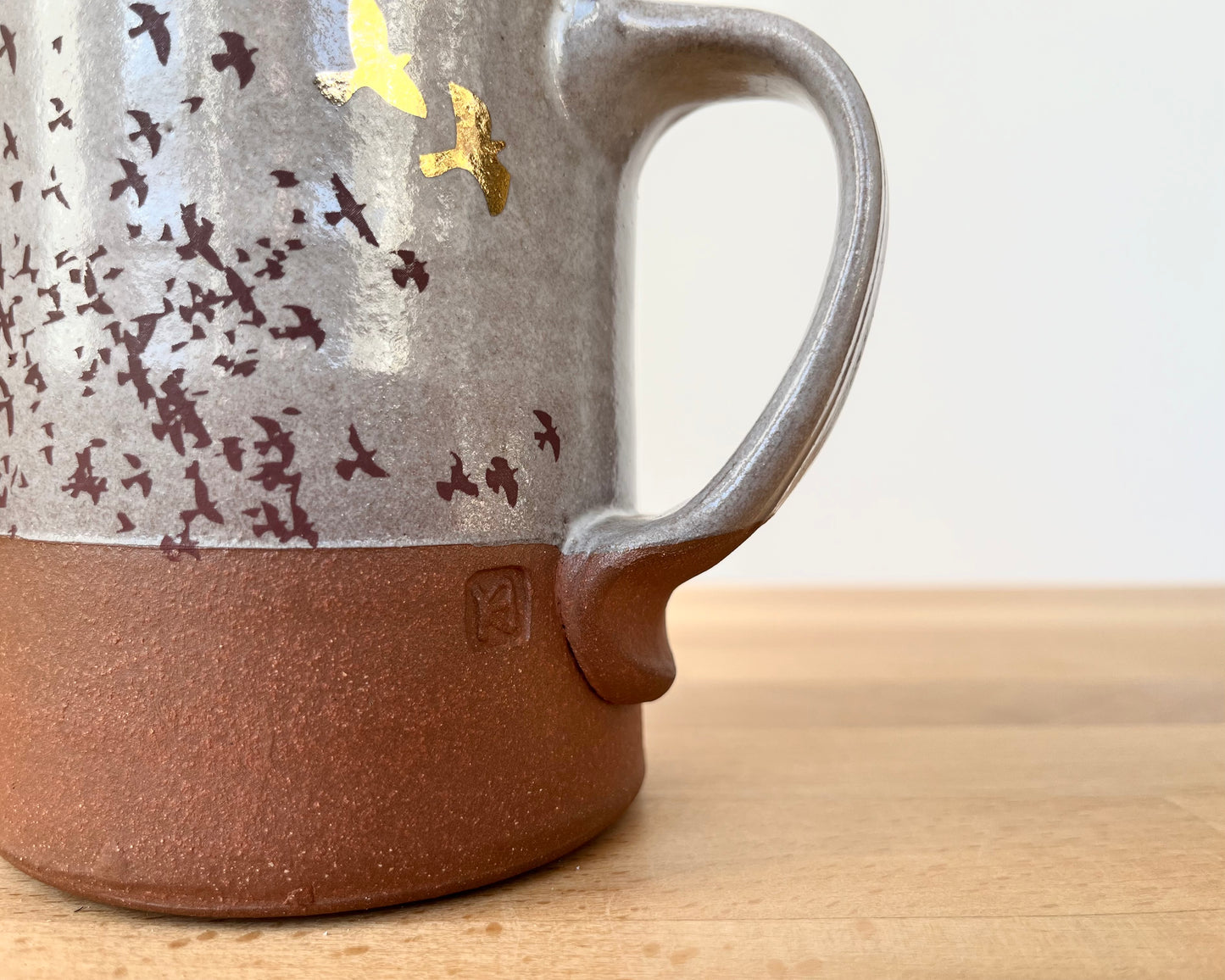 Flock of Birds Mug with two gold birds