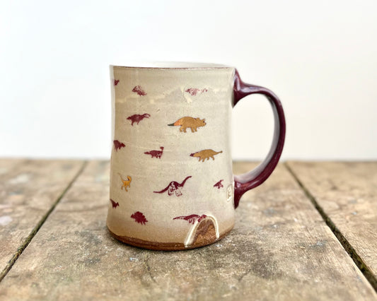 Mug with slip, gold decals and image transfer
