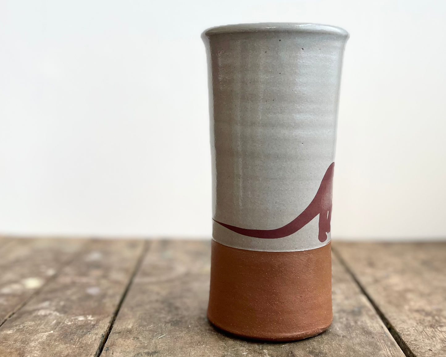 Cylindrical Vase with Diplodocus - blue