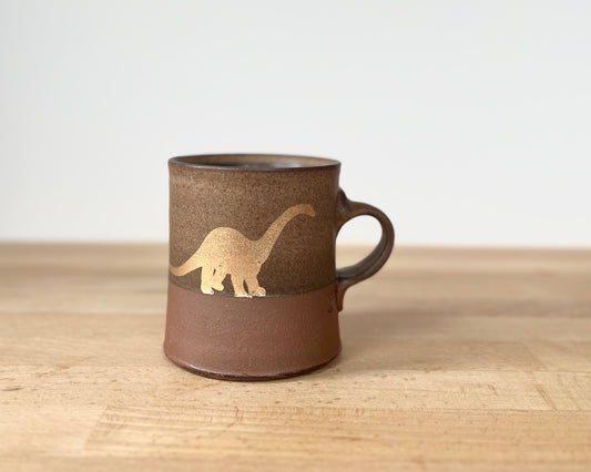 Gold Diplodocus Americano Mug - brown matte
