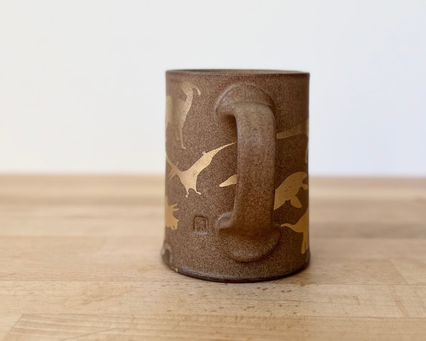 Gold Dinosaur Mug - Matte Brown