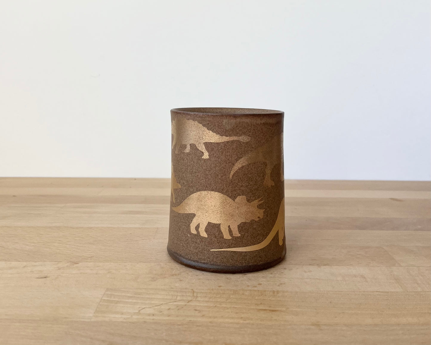 Gold Dinosaur Mug - Matte Brown