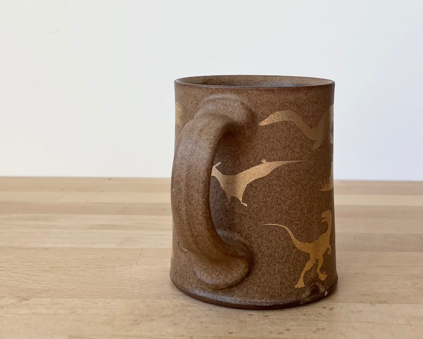 Gold Dinosaur Mug - Matte Brown