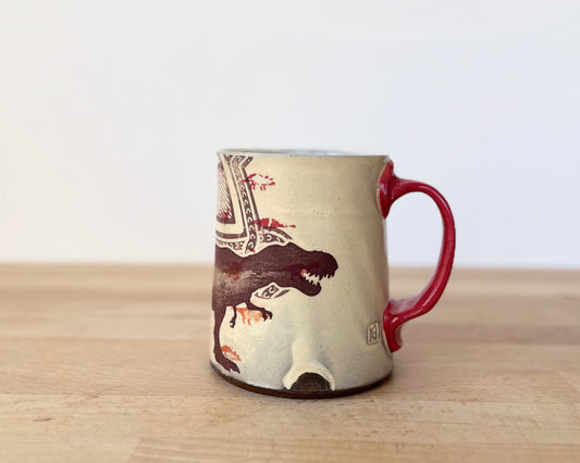 Mug with small red dinos with T-Rex