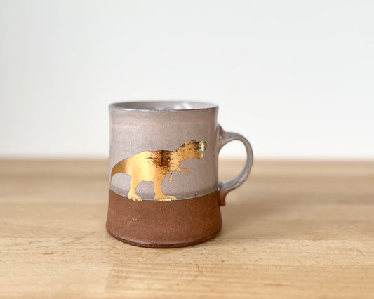 Gold T-Rex Americano Mug - pale pink