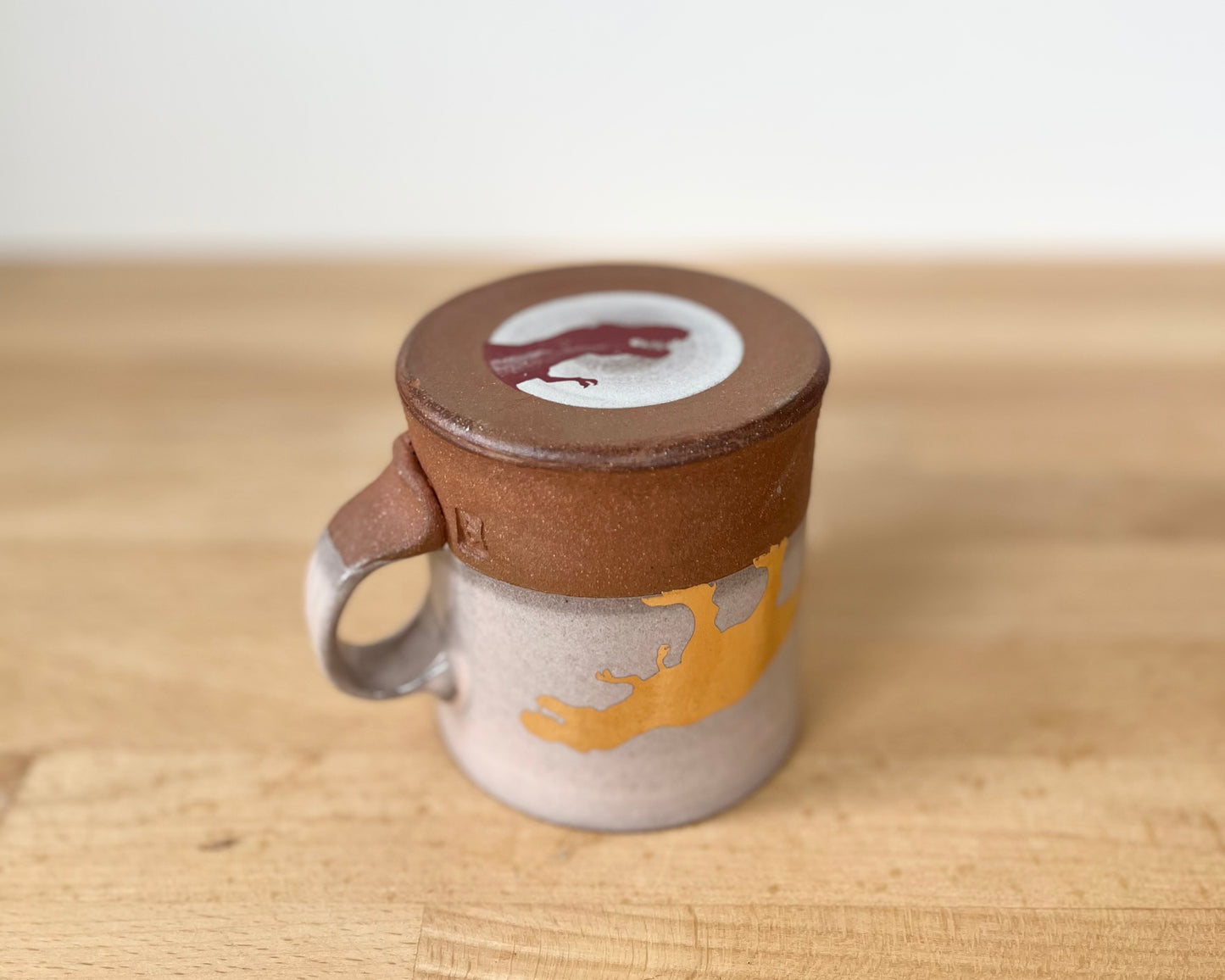 Gold T-Rex Americano Mug - pale pink