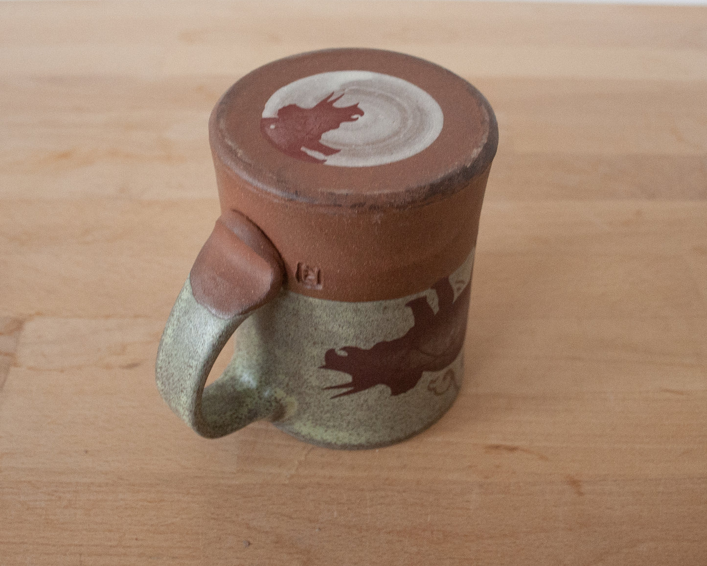 Triceratops Mug with pattern - speckled green