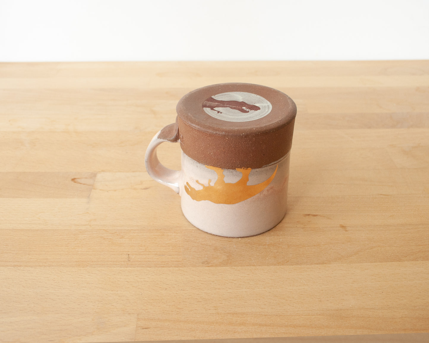 Gold T-Rex Americano Mug - pale-pink