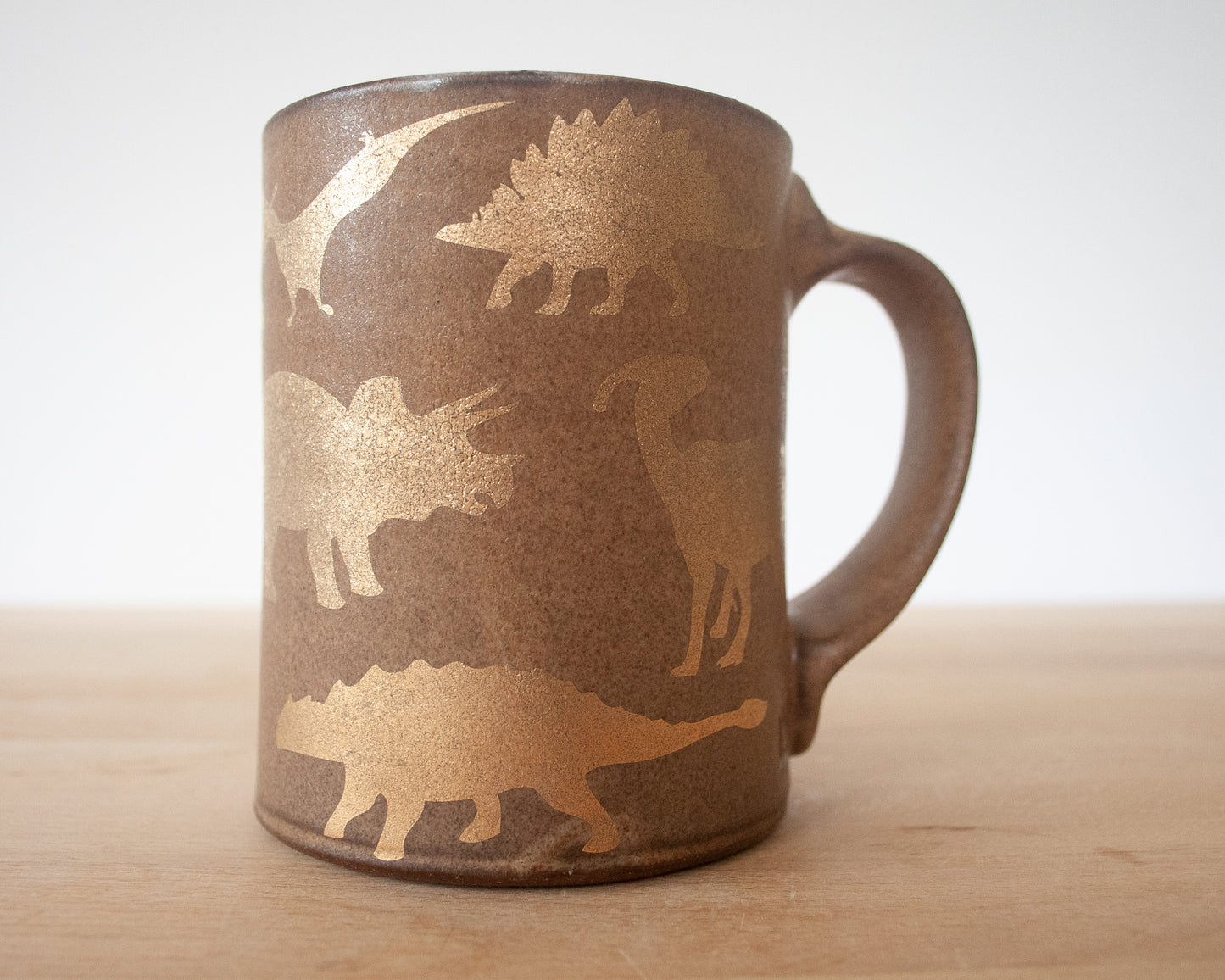Gold Dinosaur Mug - Matte Brown