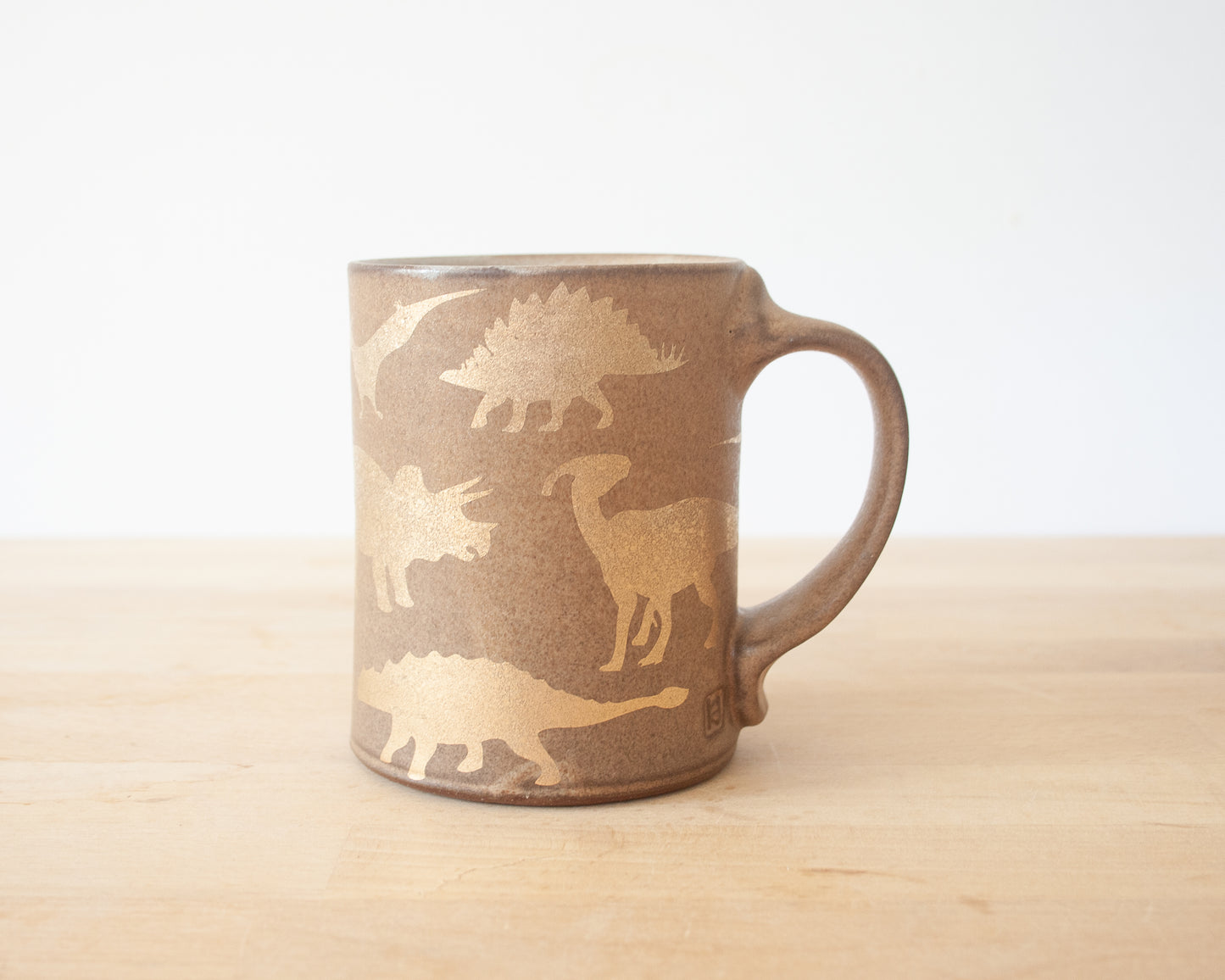 Gold Dinosaur Mug - Matte Brown