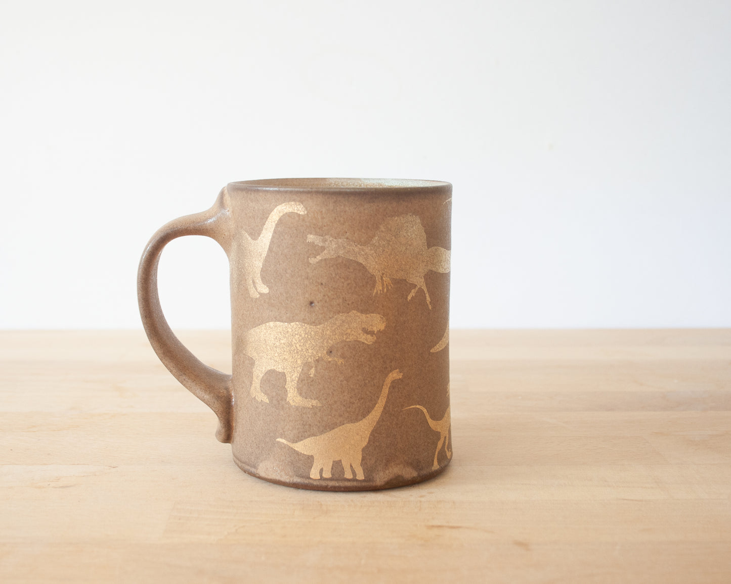 Gold Dinosaur Mug - Matte Brown