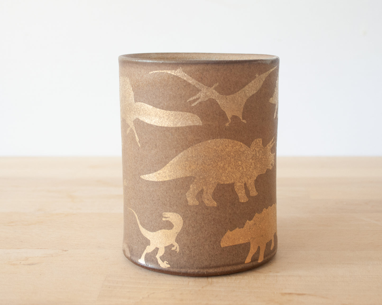 Gold Dinosaur Mug - Matte Brown