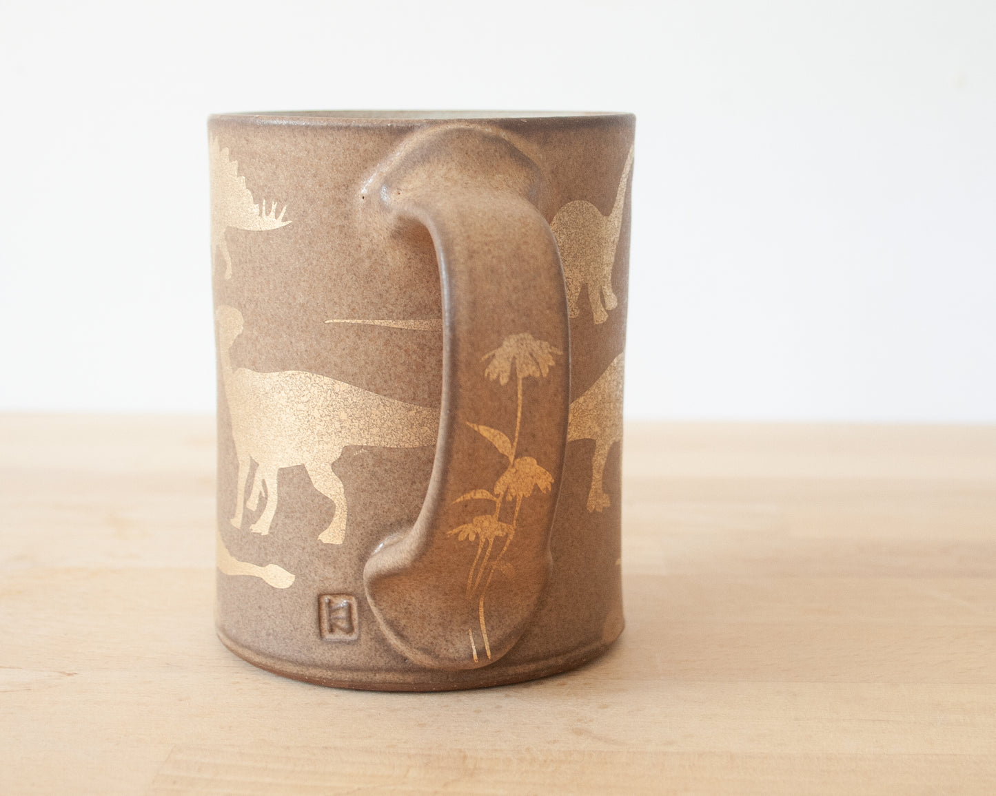 Gold Dinosaur Mug - Matte Brown